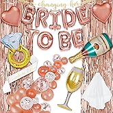 Ultimate Rose Gold Bachelorette Party Decorations Set - Including Bride to Be Sash, Veil, Confetti Balloons, Banner, Fringe C
