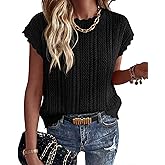 KIRUNDO Sweater Vest Women Crochet Top Cap Short Sleeve Sweater 2026 Spring Summer Cable Knit Pullover Beach Vacation Outfits
