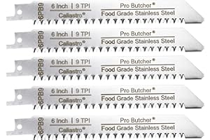 Caliastro 6-Inch Stainless Steel Frozen Meat Bone Cutting Saw Blades for Reciprocating and Sawzall Saws 5-Pack