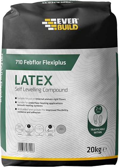 Everbuild 710 Febflor Flexiplus Latex Self-Levelling Compound 20kg Grey Fast Set