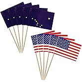 stidsds 100 Pcs American USA Alaska Flag US Alaska State Toothpick Flags Mini Small Alaska Cupcake Toppers Stick Flags Banner U.S. States Party Cocktail Fruit Decoration