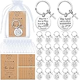 Siifert 24 Sets Christian Keychain Gifts Bible Verse Cross Keychain Bulk Religious Prayer Gifts for Men Women(Silver, Round)