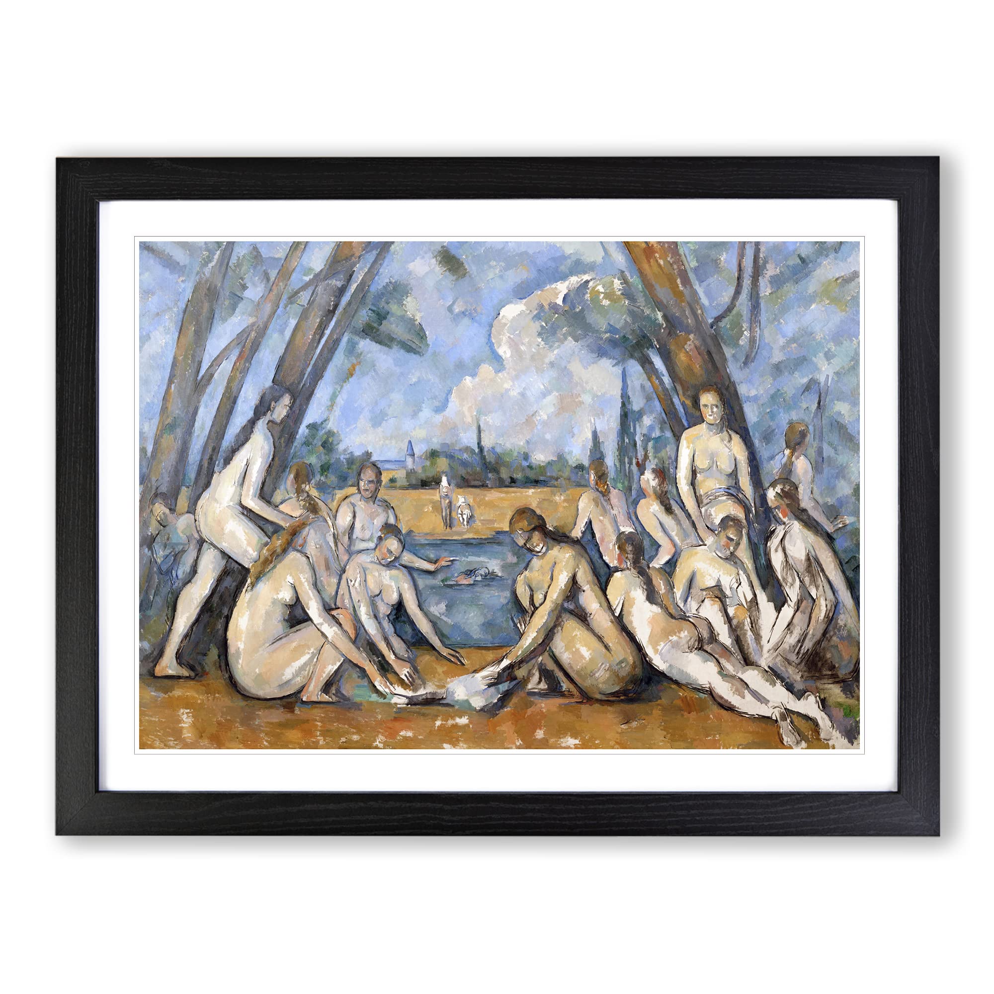 The Large Bathers By Paul Cezanne Classic Painting Framed Print | A4 Black Framed Wall Art | Ready to Hang | Classic Historical Picture | Living Room Bedroom Lounge Office