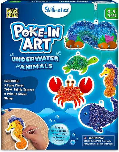 Skillmatics Poke-in Art Underwater Animals Mess-Free Craft Kit