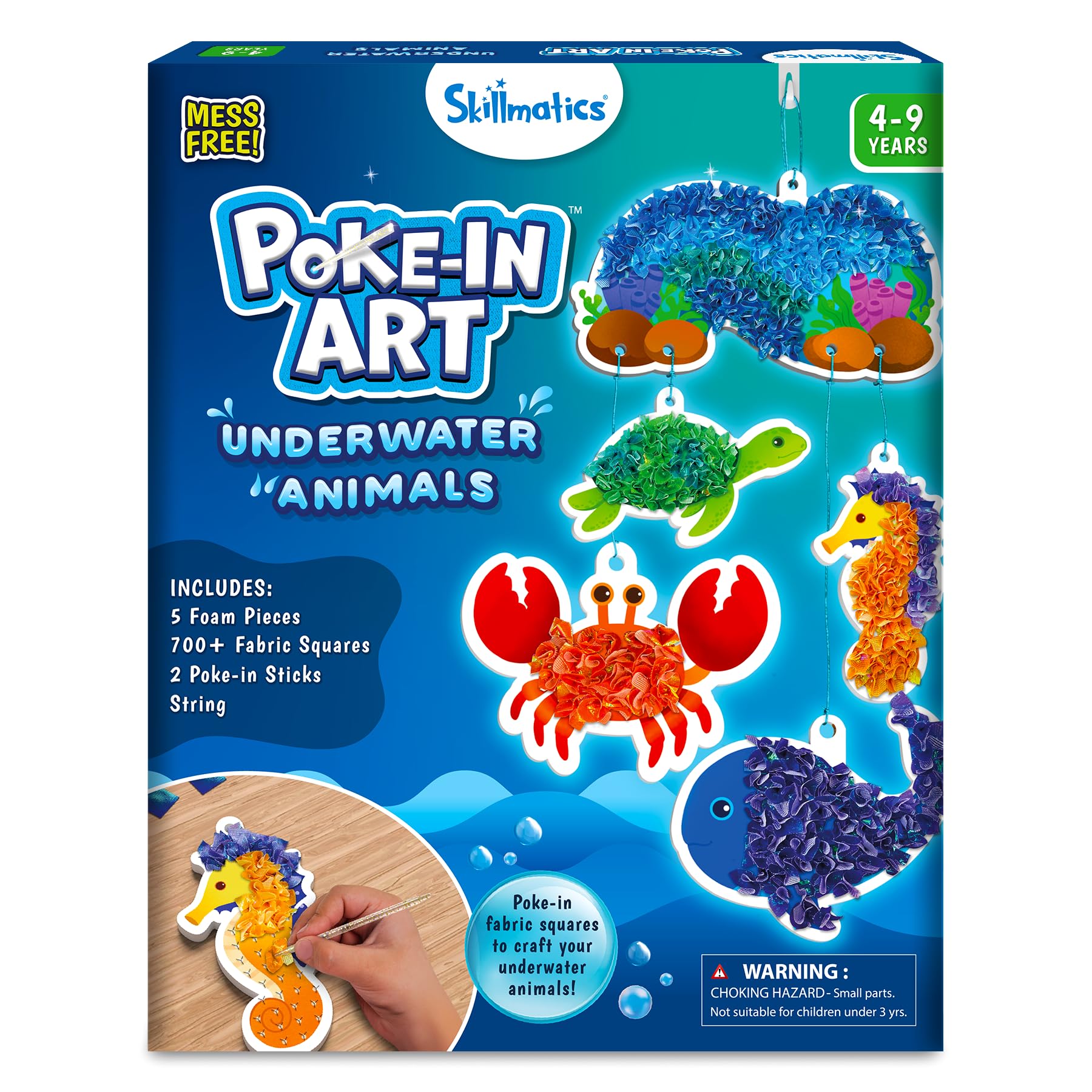 Skillmatics Poke-in Art - Underwater Animals, Mess-Free Arts & Crafts for Kids, DIY Sewing Creative Kit, Gifts for Girls & Boys Ages 4, 5, 6, 7, 8, 9