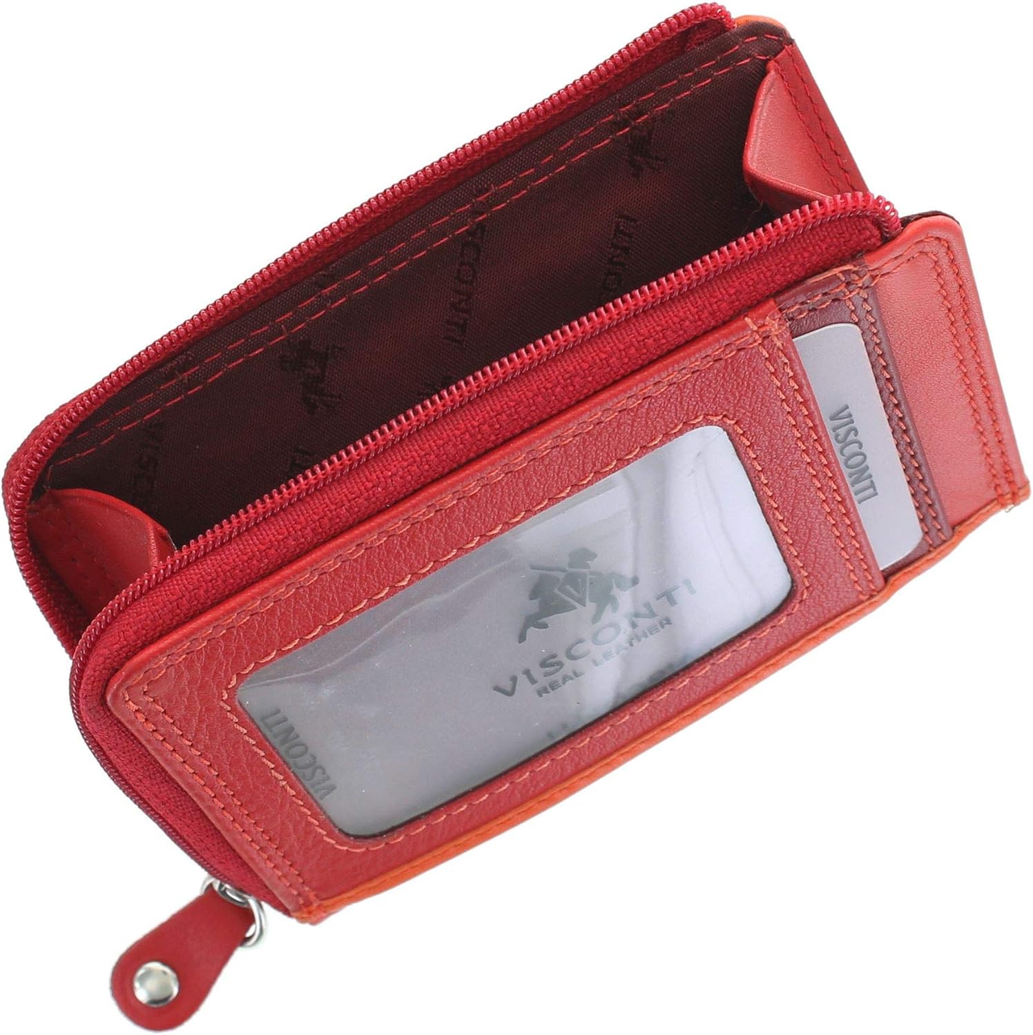 VISCONTI Leather Rainbow Collection PHI PHI Slimline Credit Card Purse RB110 Red Multi - Image 4