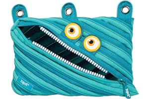 ZIPIT Wildlings Pencil Pouch for Kids | 3-Ring Binder Pencil Case | Large Capacity Pen Case for School (Blue)