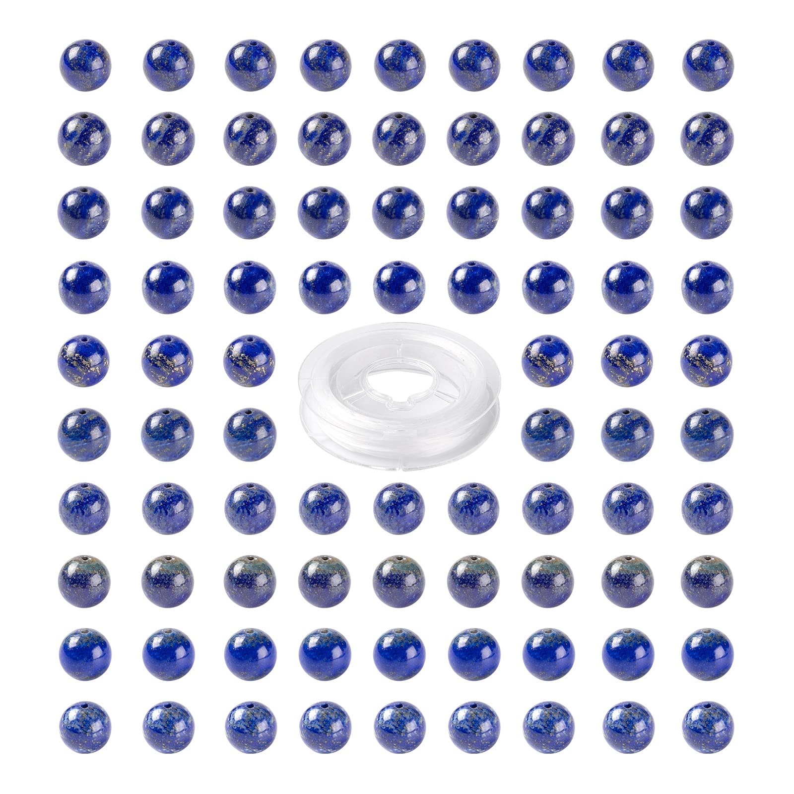 BEEFLYING 100Pcs 8mm Natural Blue Lapis Lazuli Stone Round Shape Crystal Stone Beads Gemstone Loose Spacer Beads for Jewelry Making DIY Crafts