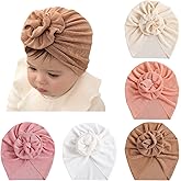 DRESHOW BQUBO 5 Pieces Baby Turban Hats Turban Bun Knot Baby Infant Beanie Baby Girl Soft Cute Toddler Cap
