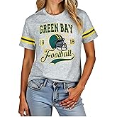 Football Shirt for Women Game Day Shirt Football Heart T-Shirt Sports Season Short Sleeve Tops