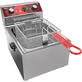 EGGKITPO Electric Deep fryer Single Tank Deep Fryer with Basket Capacity 10L(10.5QT) Electric Countertop Fryers with 60 Minute Timer for Home Kitchen and Restaurant, 1800 Watts, 120V