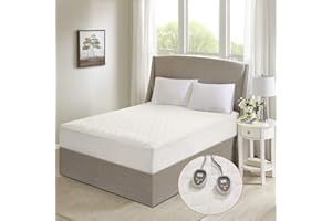 Beautyrest Cotton Heated Mattress Pad - Bed Warmer with 20 Heat Settings Controller, Auto Shut Off Timer, All Around Elastic Deep Pocket, UL Certified, Machine Washable, White Cal King