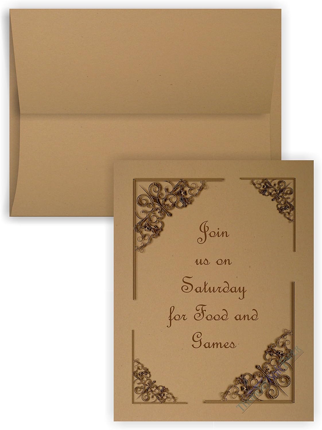 5X7 Cut Size Cards with A-7 Envelopes - Brown Kraft Fiber - 50 Sets - Matching Pack - Invitations, Greeting, Thank Yous, Notes, Holidays, Weddings, Birthdays, Announcements - 80# Cardstock : Office Products