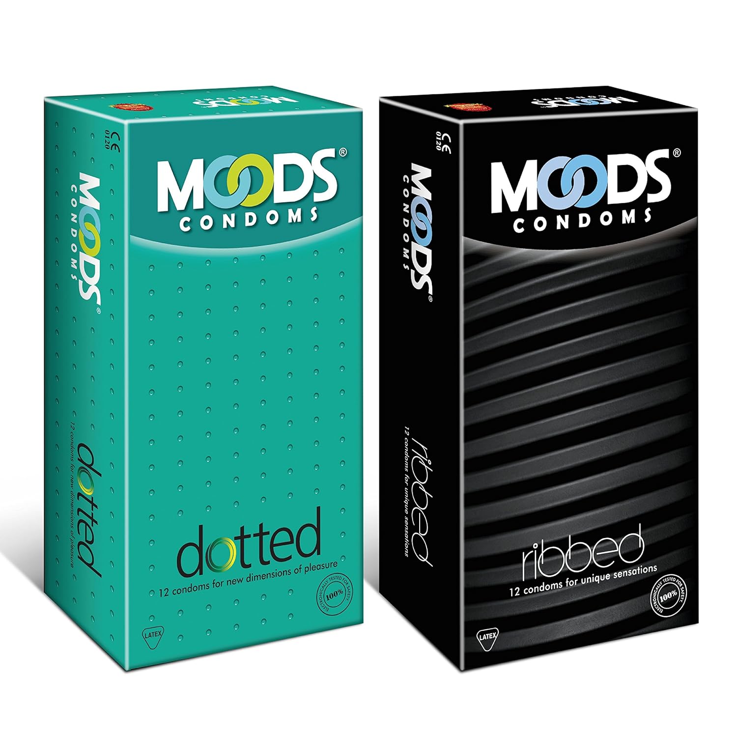Buy Moods Condoms (Dotted 12 Count, Ribbed 12 Count) Online at Low