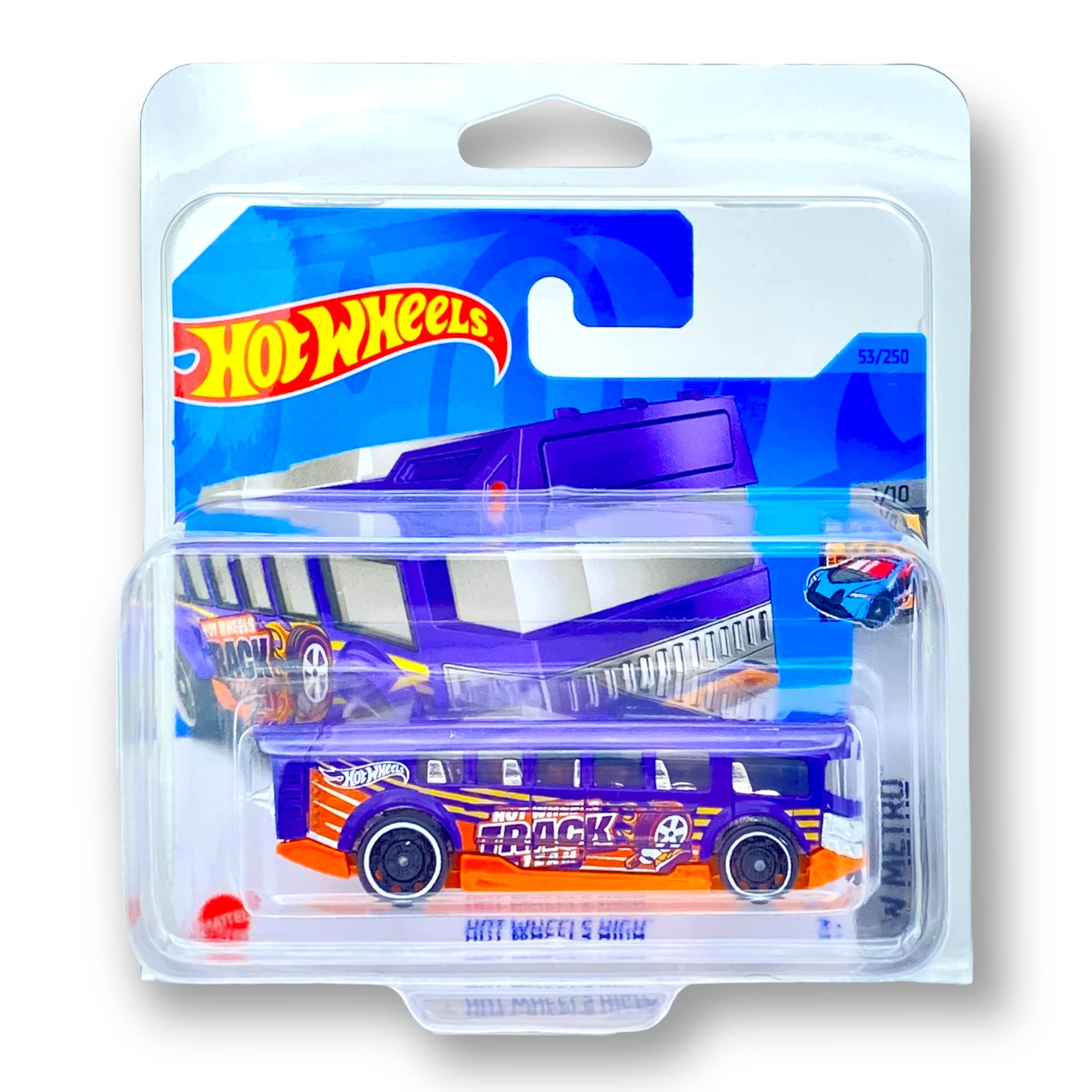 Hot Wheels High (Blue & Orange) 1/10 HW Metro 2023-53/250 (Short Card) - COMES IN A KLAS CAR KEEPER PROTECTIVE COLLECTORS CASE - HKG91