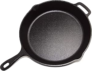 12 inch Pre Seasoned Round Cast Iron Skillet, Non-Stick Frying Pan Indoor and Outdoor Use for Cookware Oven, Grill, Stovetop, Kitchen Deep Fryer, Searing and Baking