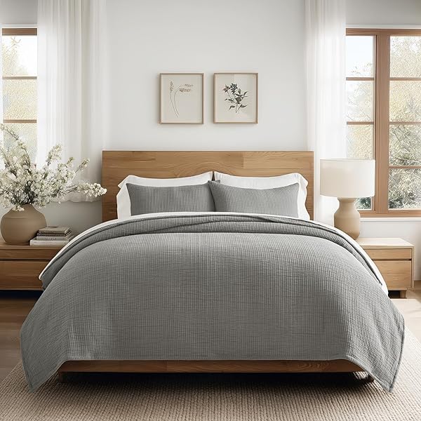 EVERGRACEHOME COTTON GAUZE KING BEDSPREAD, ULTRA SOFT PREWASHED...