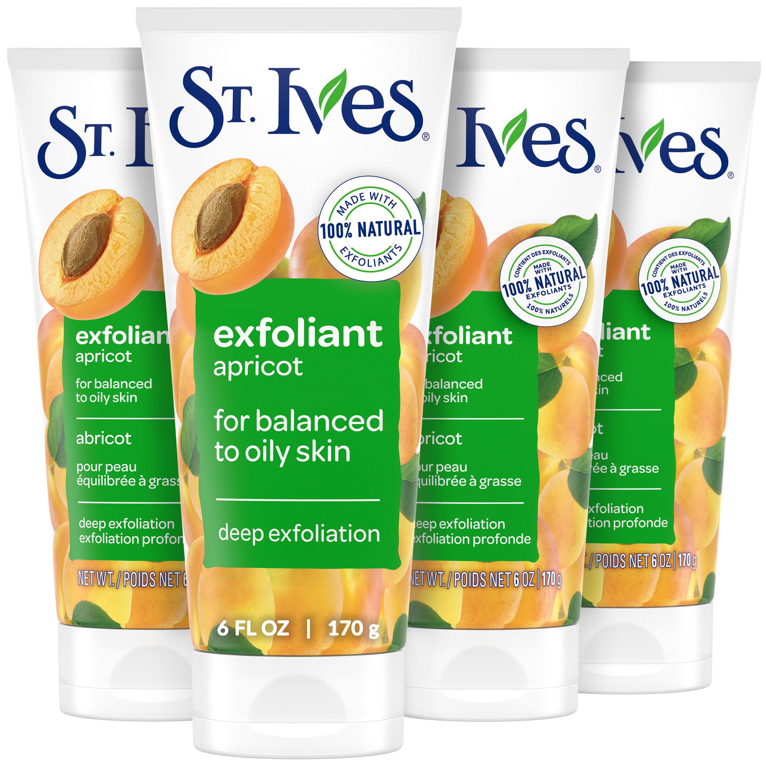 St. Ives Fresh Skin Face Scrub, Apricot, 6 oz, Packof 4 — image 1