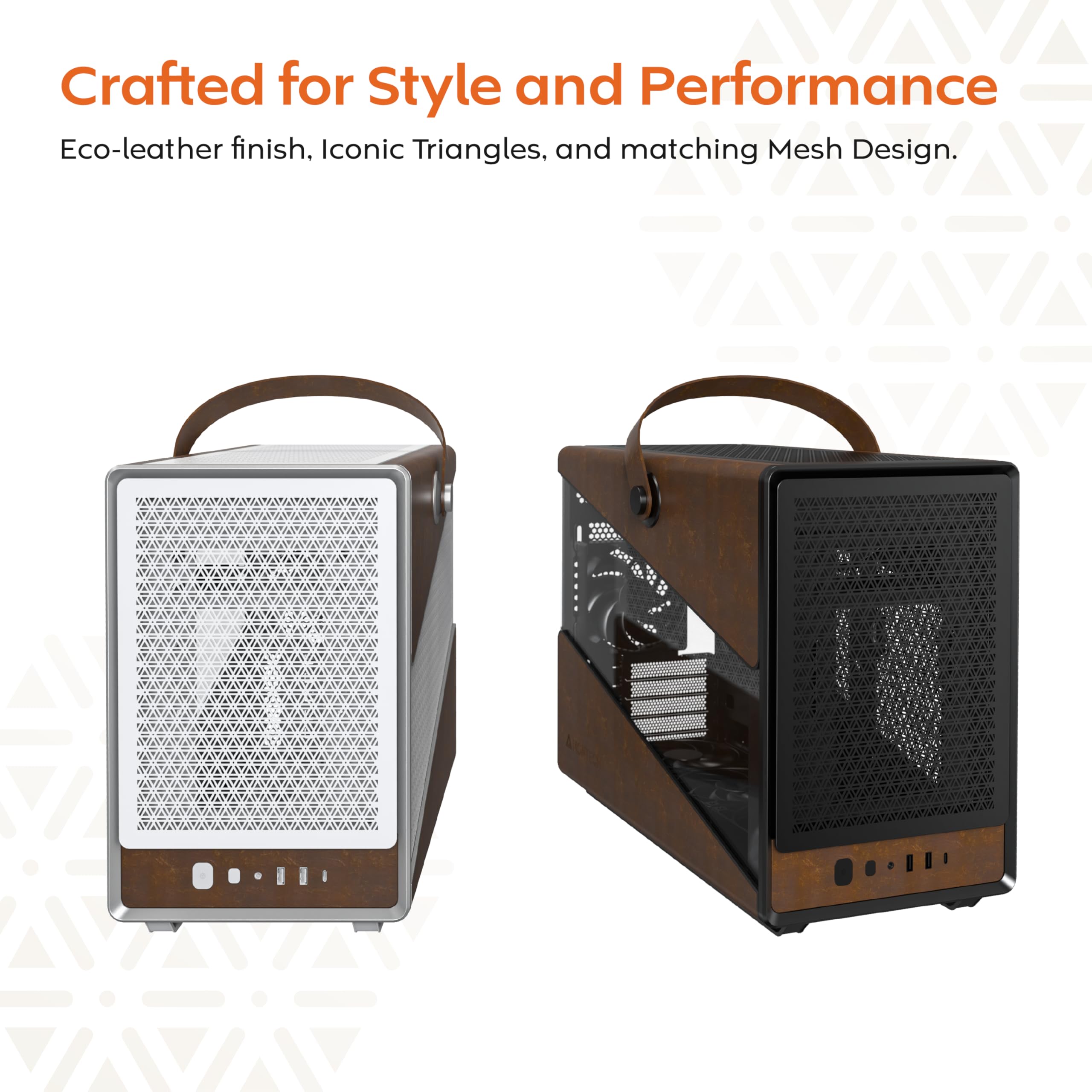 MONTECH Heritage PRO mATX, Compact Leather Gaming Chassis with Signature Handle Design, Supports RTX 50 Series GPUs, ATX PSU, and 360mm AIO, 4 Pre-Installed Fans, Headphone Hanger - Black (PRO)