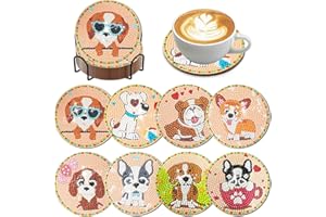 EWJRNSF 8 PCS Diamond Art Coasters Kit, Small Diamond Painting Coasters, Fall Diamond Art Kits for Adults Beginners, Arts and Crafts Supplies Item Sets with Holder