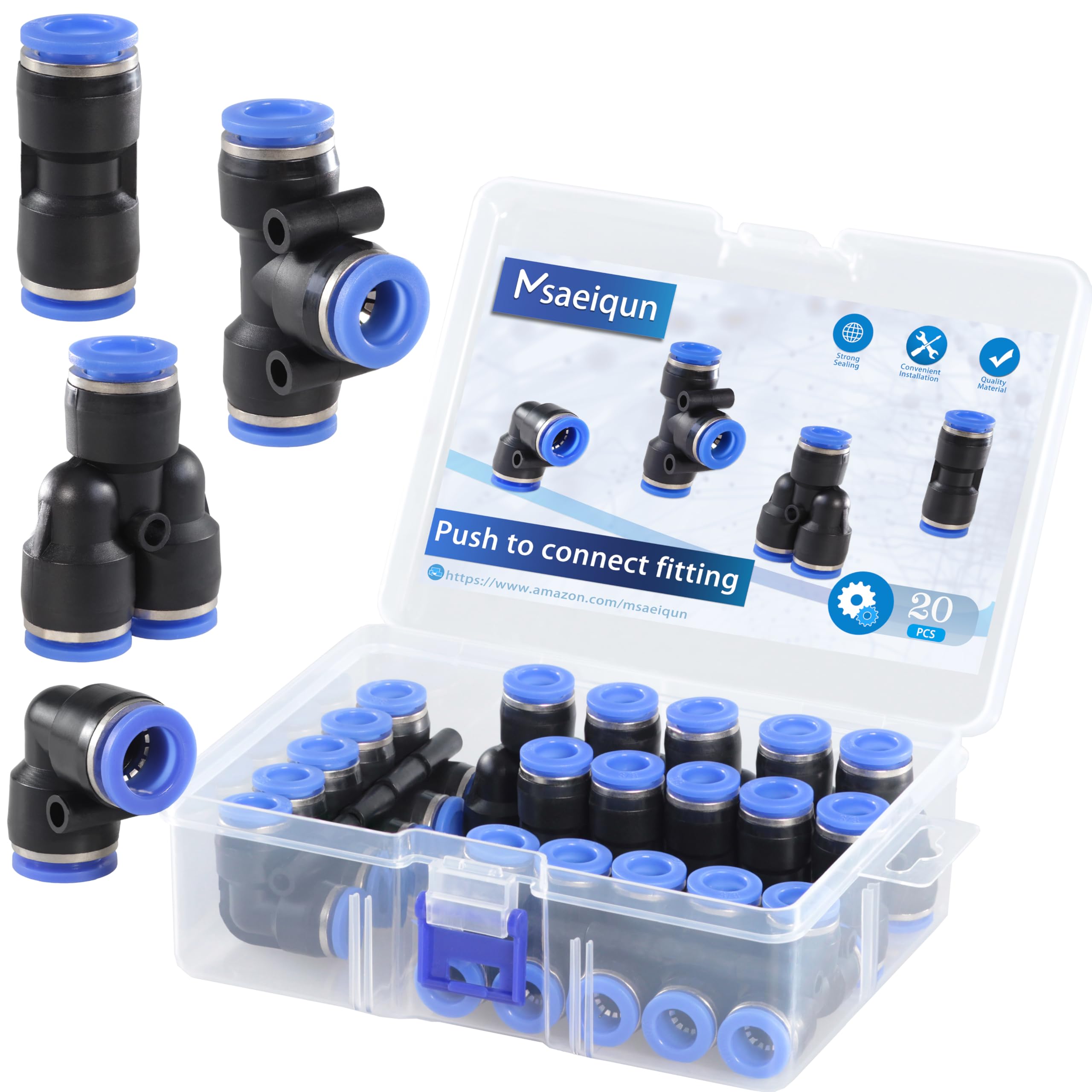MSAEIQUN 20 Pcs 3/8 Inch od Push to Connect