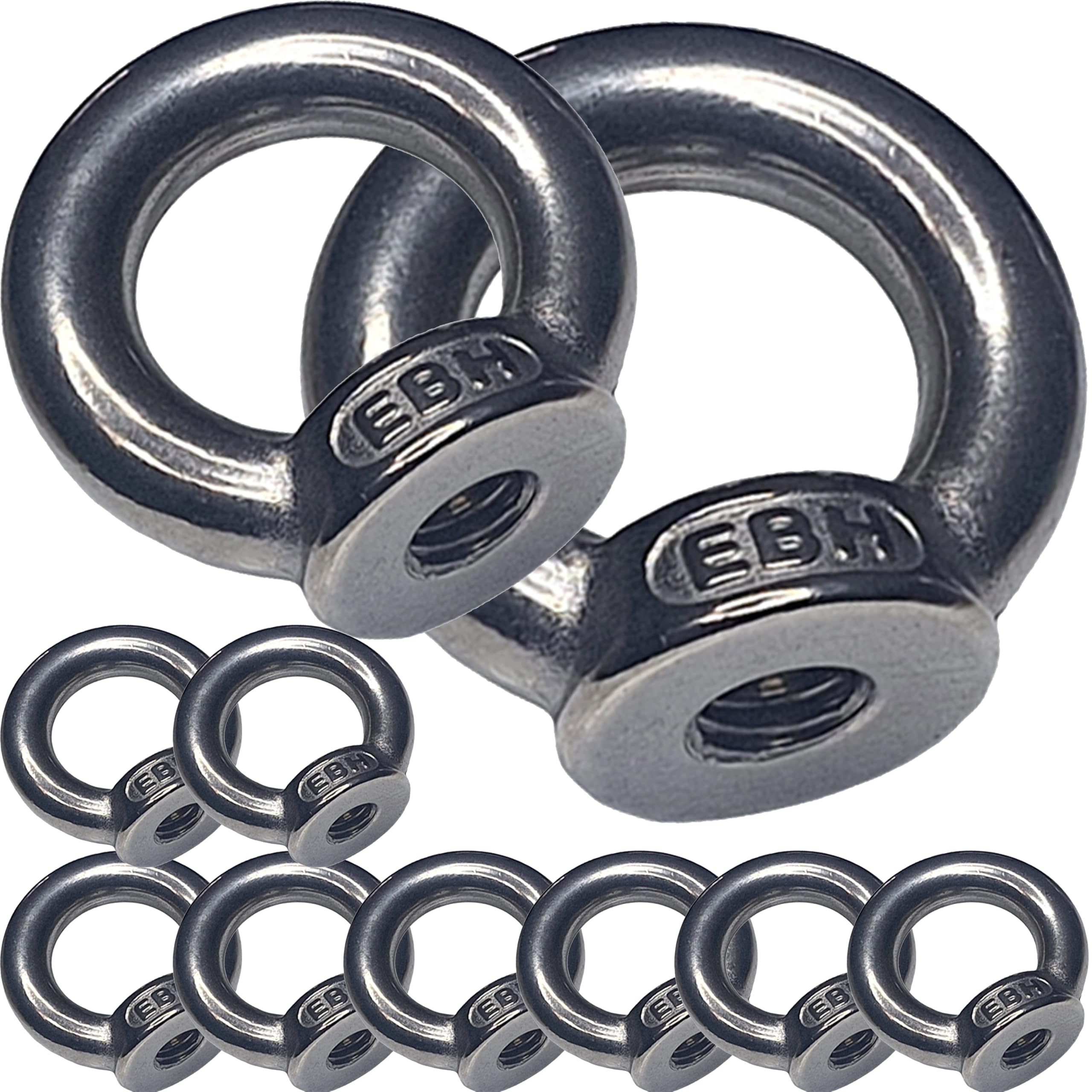 M6 Lifting Eye Nuts Made from Marine Grade A4 Stainless Steel 316 (Pack of 10)