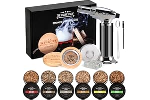 KUZKUZY Cocktail Smoker Kit with Torch – 6 Flavors Wood Chips – Bourbon, Whiskey Smoker Infuser Kit, Old Fashioned Drink Smoker Kit, Birthday Bourbon Whiskey Gifts for Men, Dad, Husband (Without Butane)
