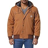 TUAOVA Men's Fit Relaxed Work Coat Fleece Lined Waterproof Workwear Winter Hooded Jacket with Multiple Pockets