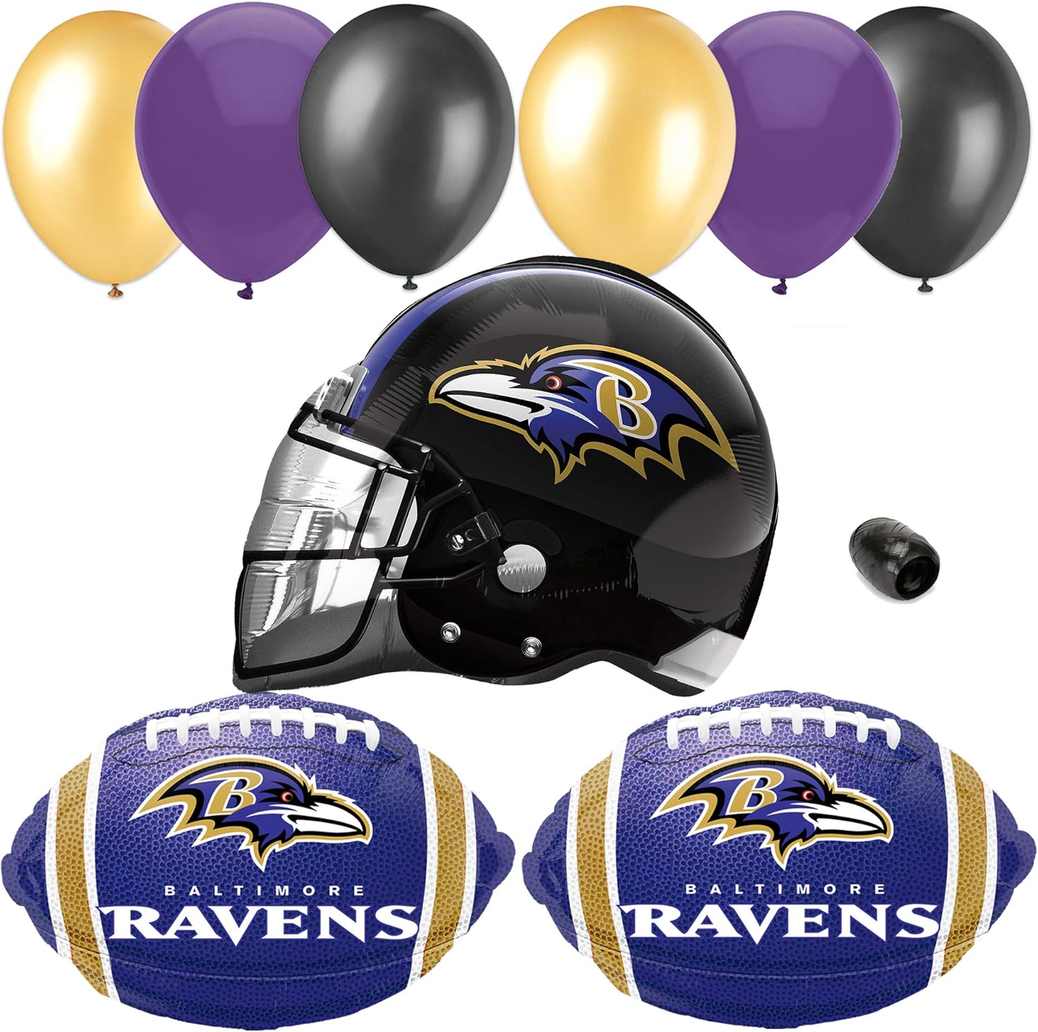 Baltimore Ravens Football Party Kit Helmet 10pc Balloon Pack Purple Gold Black Amazon Co Uk Kitchen Home