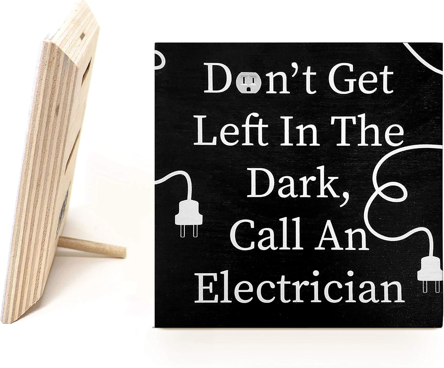 JennyGems Dont Get Left in The Dark, Call an Electrician Wood Sign | Gift for Electricians | Made in USA