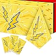 BOpusail 3Pcs Cartoon Themed Table Covers Lightning Bolts Disposable Rectangular Table Cloths Waterproof Plastic Dinner Deskcloths Party Decorations Supplies for Kids Birthday Baby Shower 108 x 54 in