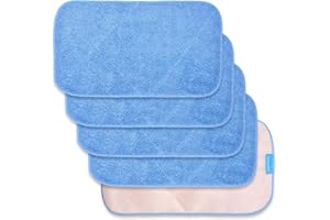 KEEPOW Microfiber Mop Refills Compatible with MR.SIGA Professional Microfiber Mop, 5 Pack Reusable Flat Mop Refills for Hardwood, Laminate, Tile Floor Cleaning, Size: 44cm X 24cm