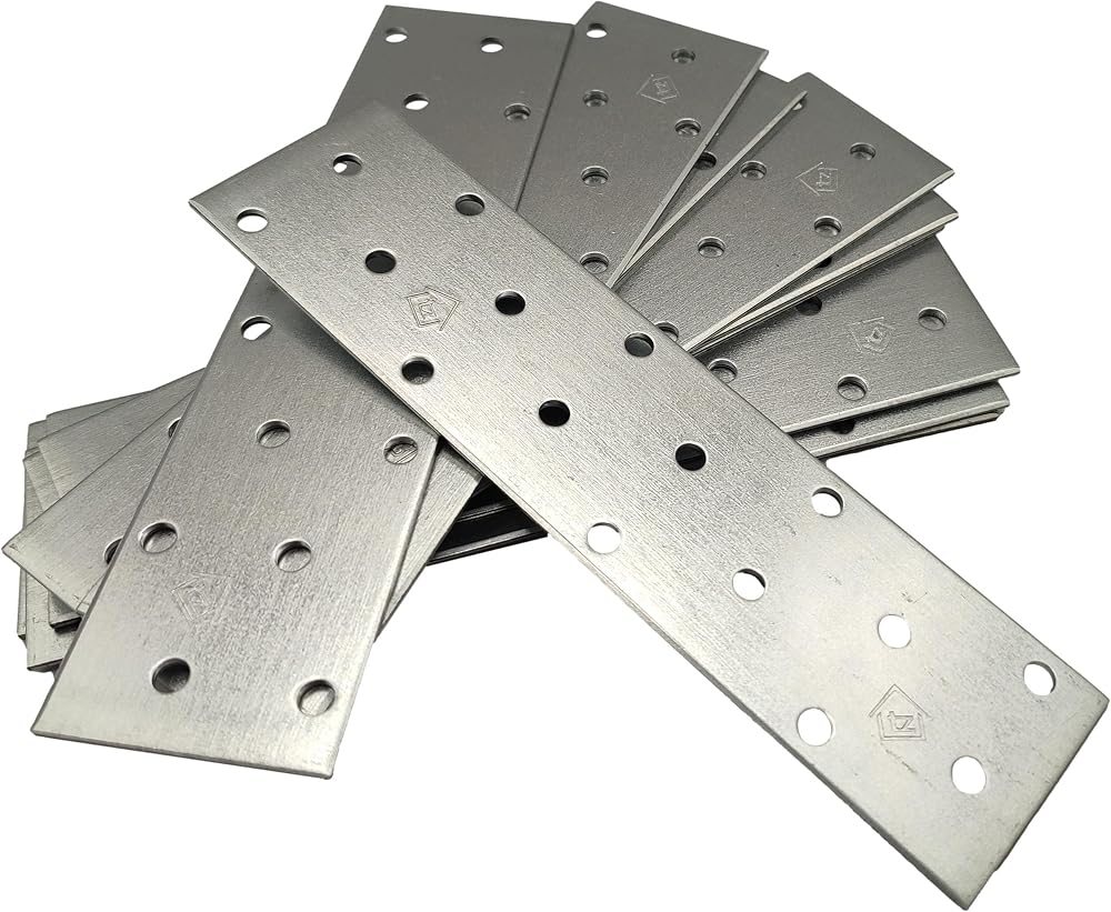 LLB 10pc Galvanised Steel Flat Connector Plates Heavy Duty 6" Wood Timber