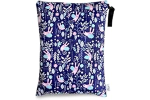 FLOCK THREE Washable and Reusable Wet Bag, Diaper Bag, Water Resistant Swimming Bag, Travel Toiletries Pouch, Yoga Gym Bag, Rabbits 1 Pcse 12.6'' x 16.5''