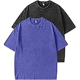 JMIERR 2 Pack Oversized T Shirts for Men Women Vintage Wash 100% Cotton Crewneck Heavyweight Tee Tops
