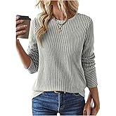 SOLY HUX Women's Long Sleeve Striped Shirts Crew Neck Classic Loose Tee Tops Fall Clothes