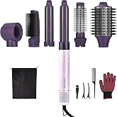 Funflow 6 in 1 Air Wrap Hair Styler, Blow Dryer Brush &amp; Automatic Curler | Hot Air Brush for Salon Blowout, High-Speed Ionic Fast Drying, Volumizing Straightening Curling Styler for Women