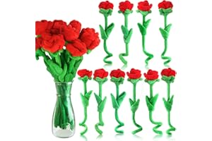 ZJOEY 10/18 Pcs Plush Rose Flower Stuffed Rose Flower Bendable Stems Plush Bouquet Toy Soft Rose Flower 12.6 Inch for Graduation 2024 Mother's Day Valentines Day Girl Girlfriend Wife(10 Pcs Red Series)