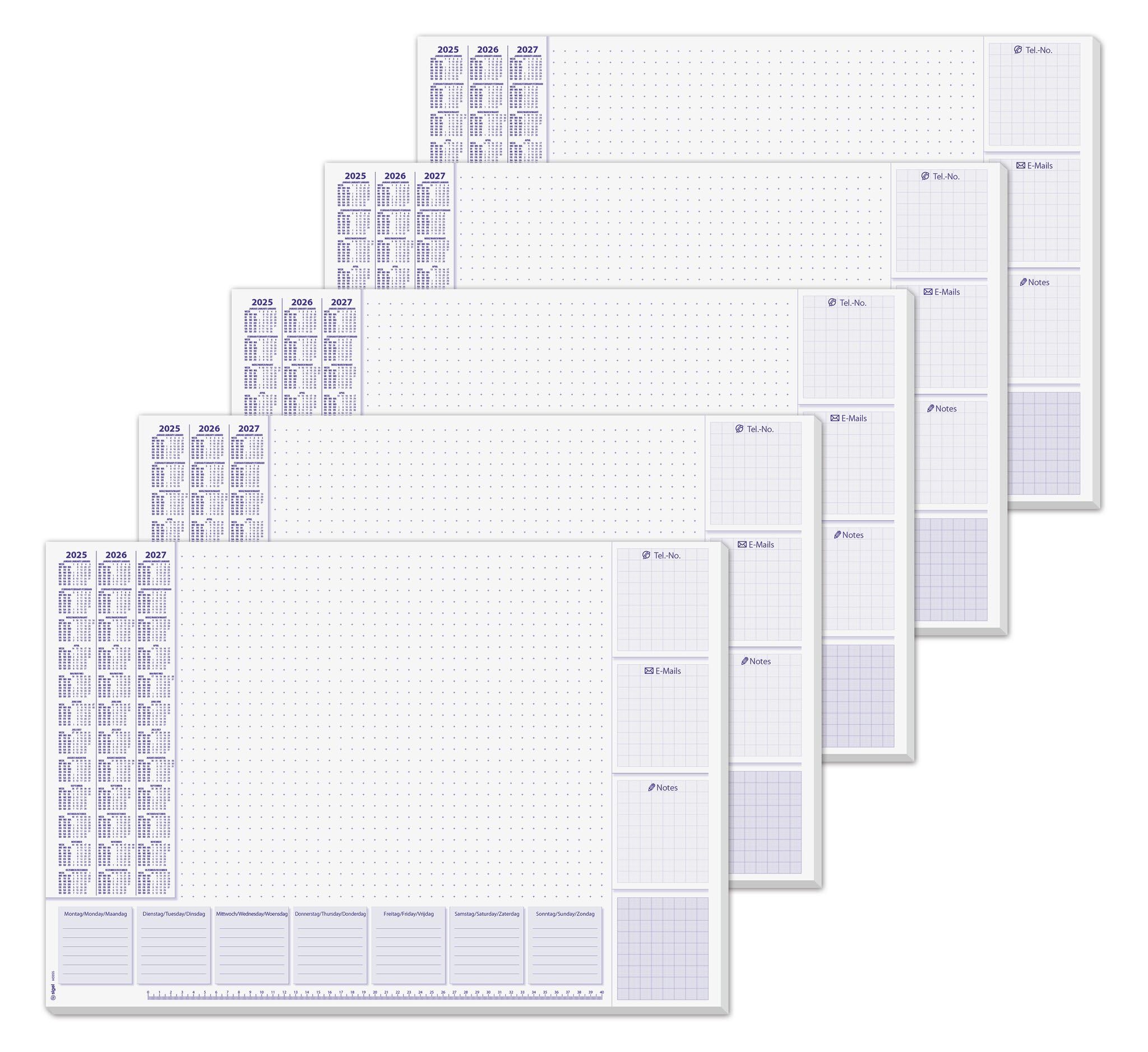 SIGEL HO355 Paper Desk Pad, with 3-year calendar und weekly planner, A2 (59.5 x 41 cm), 80 gsm, 30 sheets, 5 pcs.