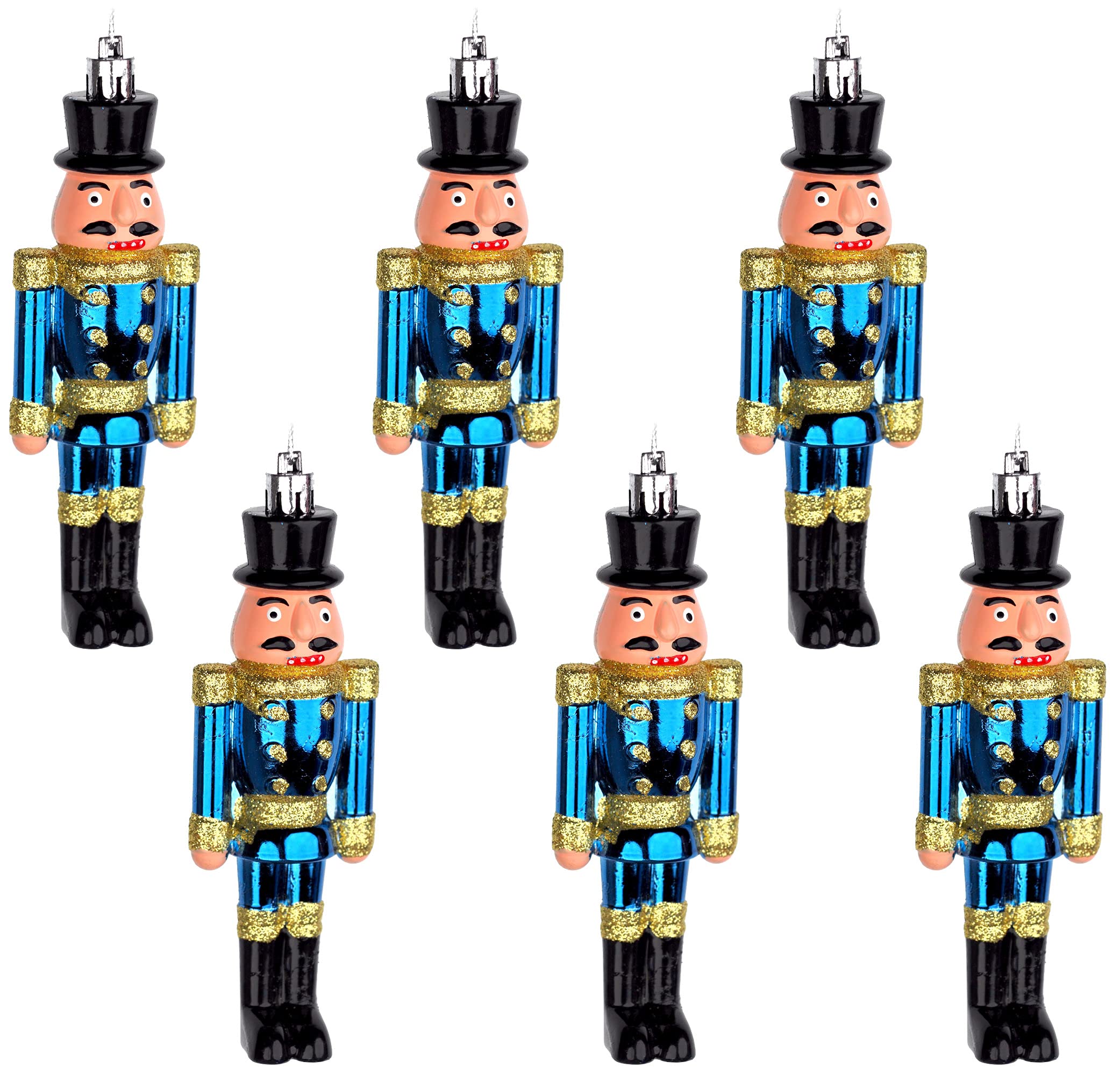 BWG 6 X Navy Blue Nutcracker Soldier 13cm Christmas Tree Baubles/Decorations