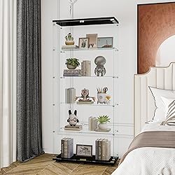 nifoti 74" H 5-Shelf Glass Display Cabinet with