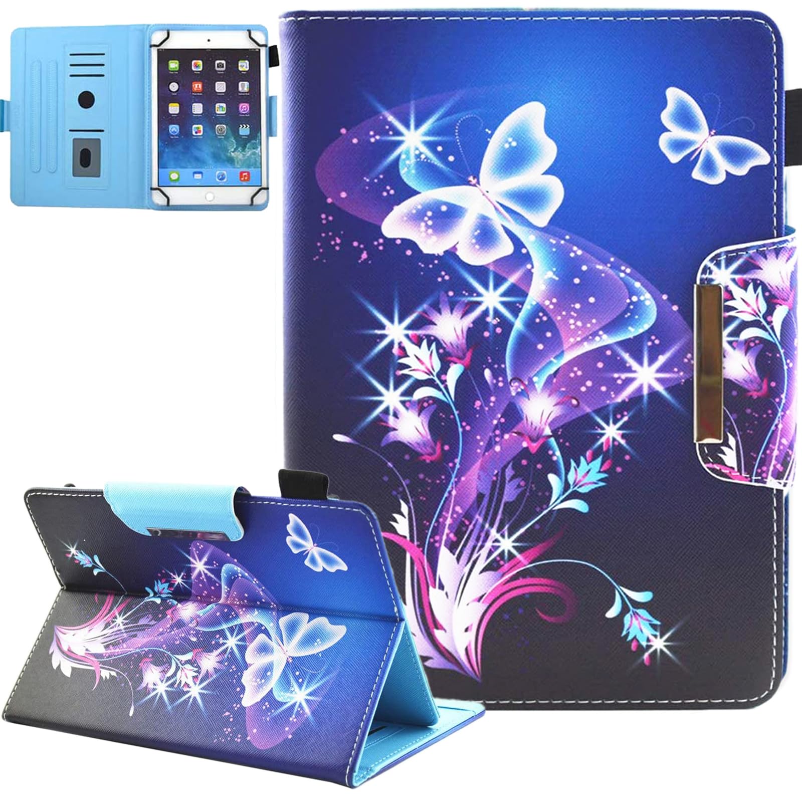 Photo 1 of JZCreater 10 Inch Tablet Case, Universal 10 10.1 Inch Android Tablet Cover, Multi-Angle Viewing Stand Case for 9.5-10.5 Inch Tablet, Purple Butterfly