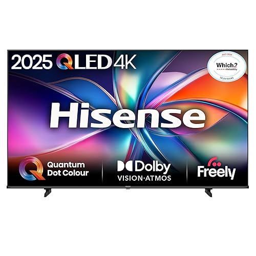 Hisense 75" 75E7QTUK QLED Smart AI TV - 4K Direct Lit Viewing, Quantum Dot Colour, Hi-View AI Engine, Dolby Vision, Dolby Atmos with Freely, Disney +, YouTube, Netflix