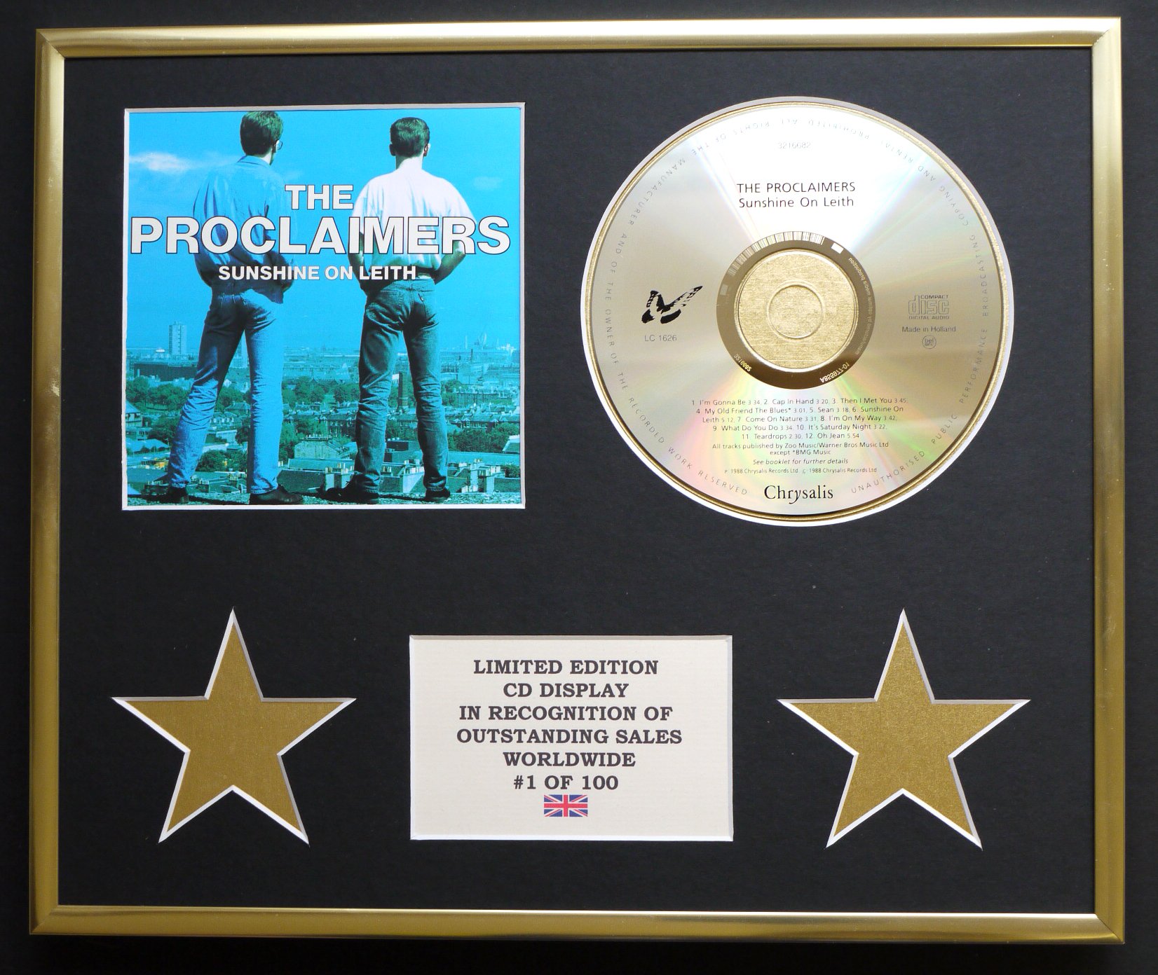 THE PROCLAIMERS/CD DISPLAY/LIMITED EDITION/COA/SUNSHINE ON LEITH