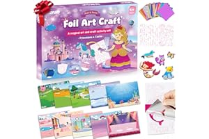 URMYWO Foil Arts and Crafts for Kids Ages 4-8, No Mess Princess Fun Foil Art Craft Supplies Kits, DIY Creative Activity Coloring Books,Christmas Stocking Stuffers,Gifts for 4 5 6 7 8 9 10 Year Old Girls Boys