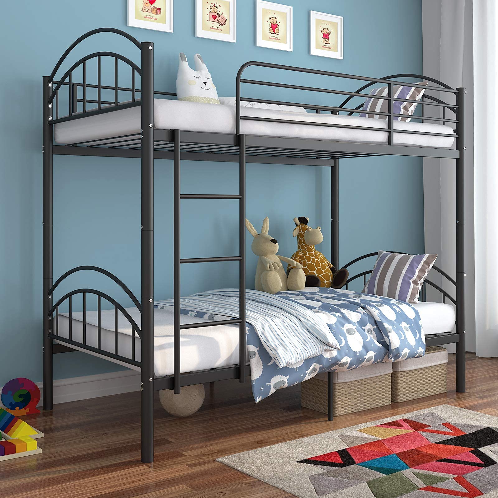 Photo 1 of ***************MISSING SCREWS*******************
N A Metal Bunk Beds Frame Twin Over Twin, Convertible Into 2 Individual Metal Bed Frame, Removable Ladder & Safety Guard Rail (Twin Over Twin, Black)