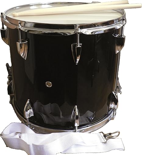 Marschtrommel JWM-04 schwarz 14'x12' Fantrommel Snaredrum inkl. Drumsticks, Schlüssel und Gurt