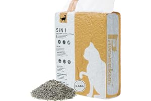 Vealind 5 in 1 Tofu Cat Litter Mixed with Bentonite Clay Dust Free Odourlock Unscented Slide Flushable Clumping Kitty Litter 
