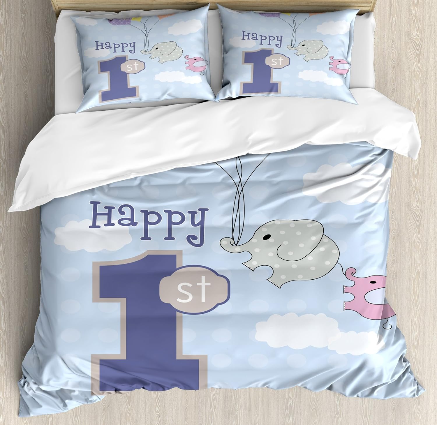 Amazon Com Ambesonne 1st Birthday Duvet Cover Set King Size Cute