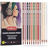 PANDAFLY Professional Charcoal Pencils Drawing Set, Skin Tone Colored Pencils, Colour Charcoal Pencils, Pastel Chalk Pencils